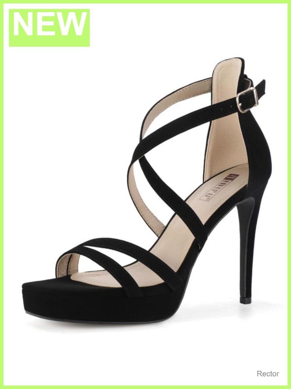 Platform Stiletto Heels Strappy Square Toe Ankle Strap Slip Resistant Dress